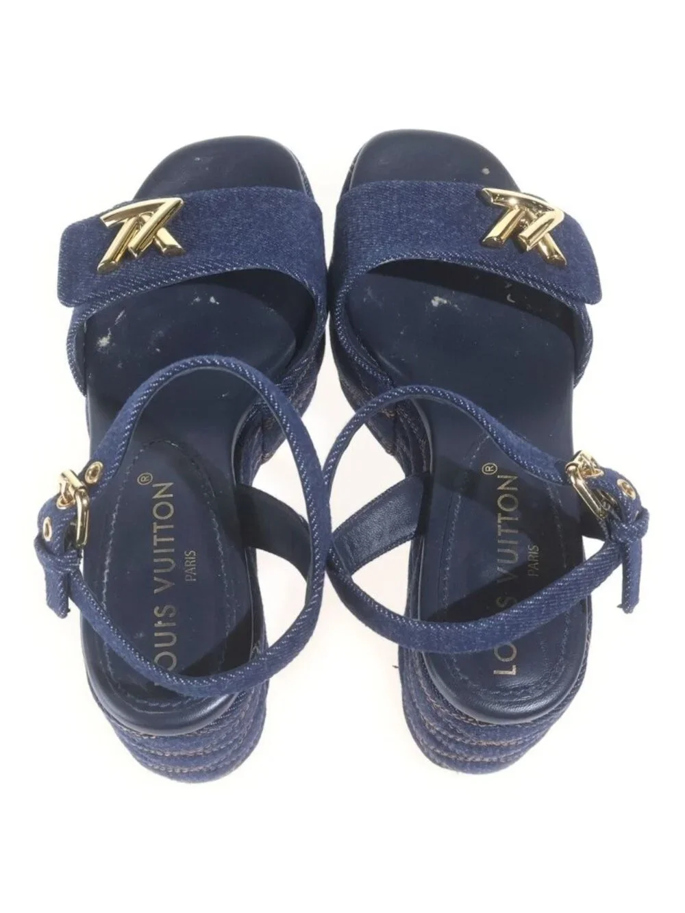 Louis Vuitton Shake Line Platform Sandals Navy Denim